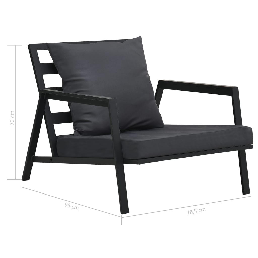 Garden Sofa with Cushions Dark Grey Aluminium