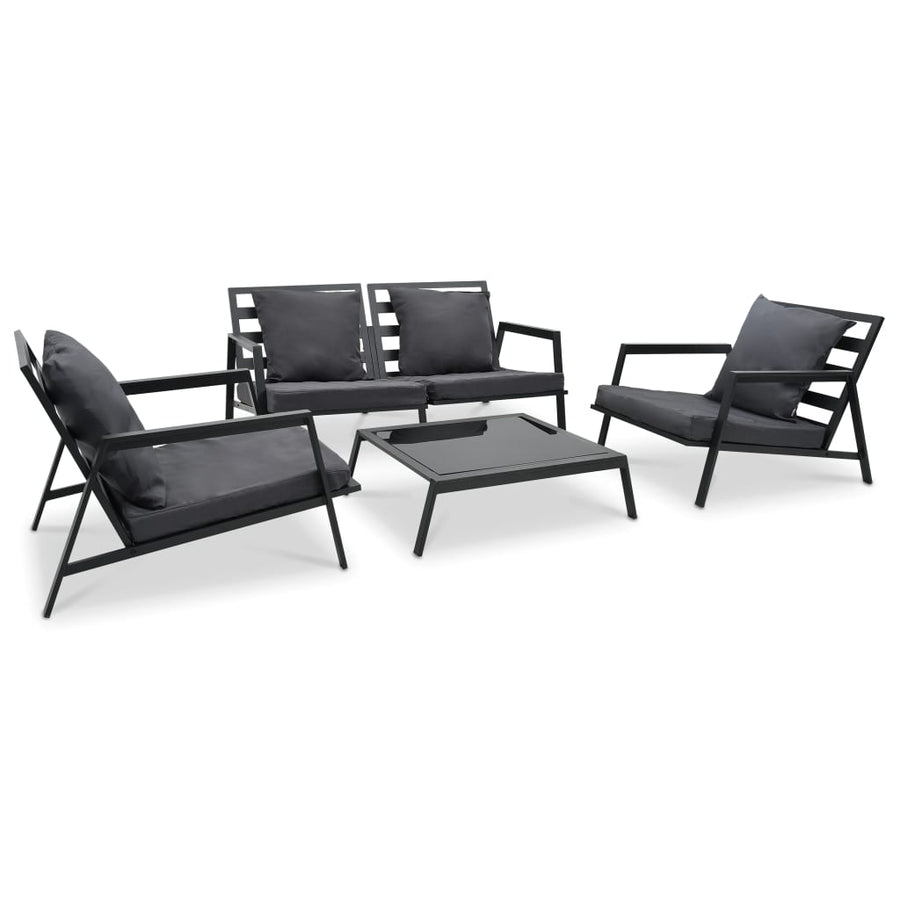 4 Piece Garden Lounge Set with Cushions Aluminium Dark Grey