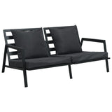 4 Piece Garden Lounge Set with Cushions Aluminium Dark Grey