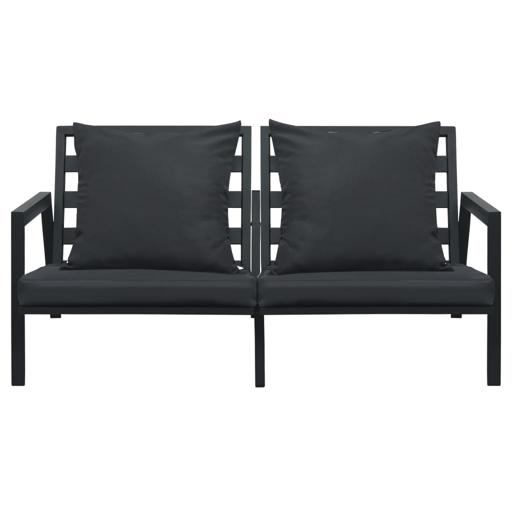 4 Piece Garden Lounge Set with Cushions Aluminium Dark Grey