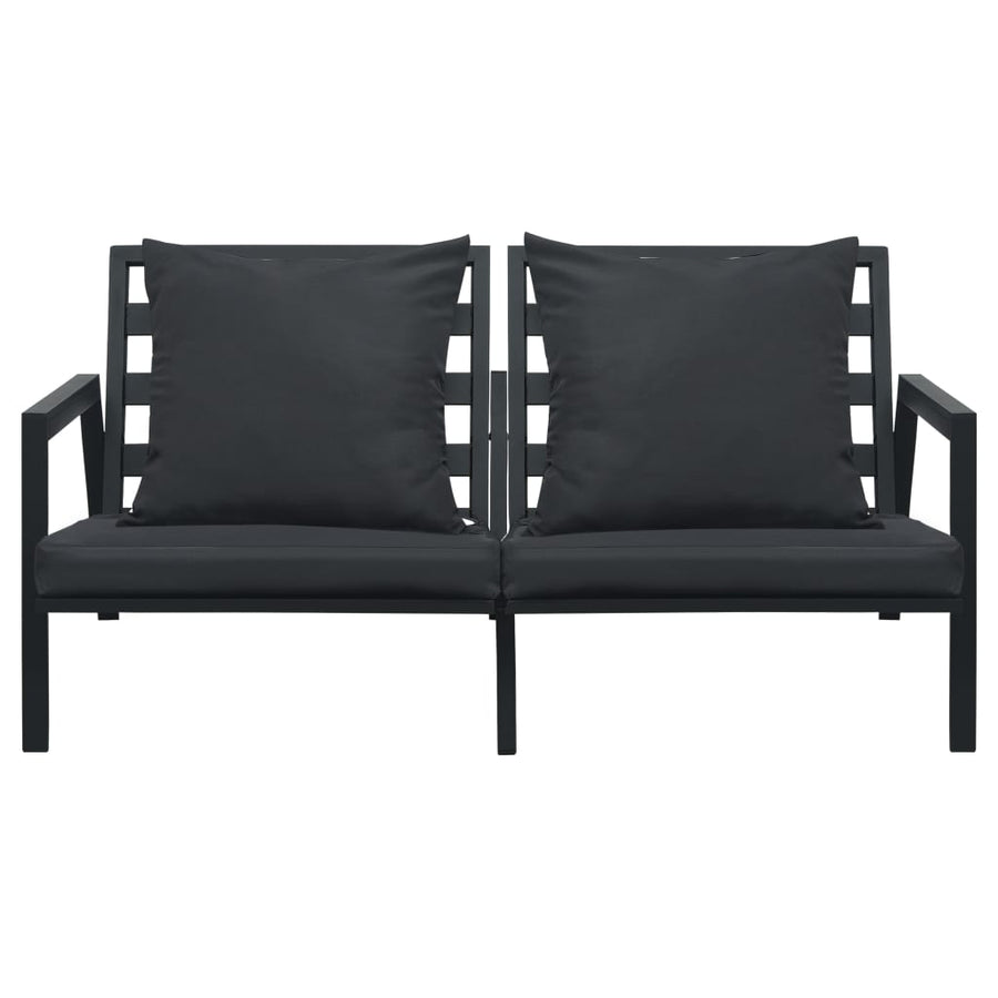 4 Piece Garden Lounge Set with Cushions Aluminium Dark Grey