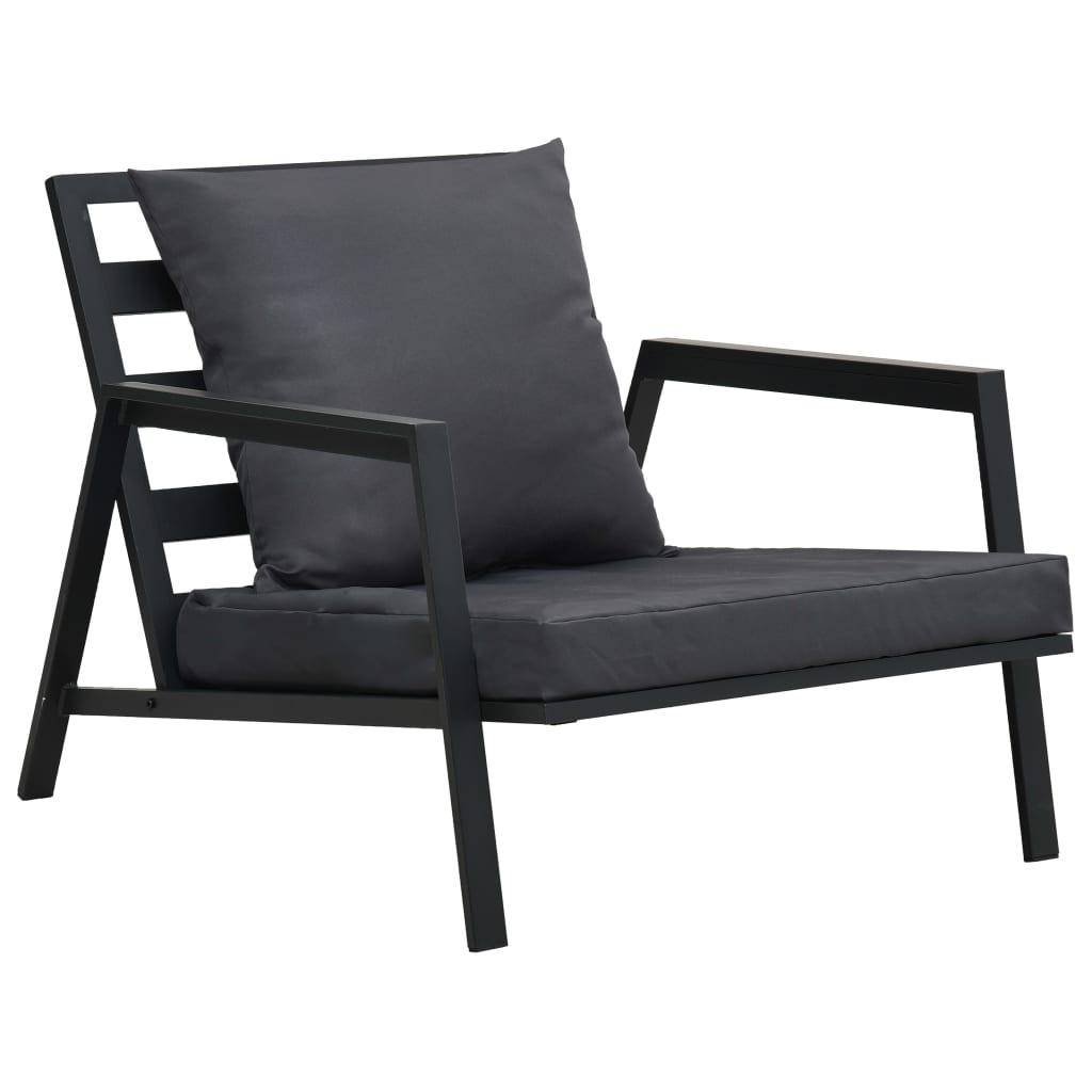 4 Piece Garden Lounge Set with Cushions Aluminium Dark Grey