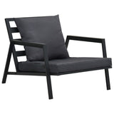 4 Piece Garden Lounge Set with Cushions Aluminium Dark Grey - Rear View