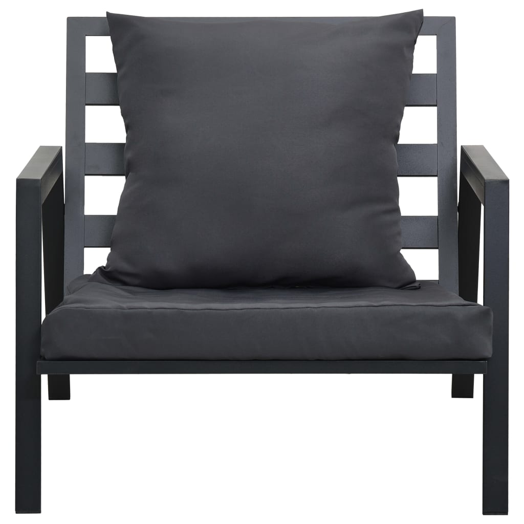 4 Piece Garden Lounge Set with Cushions Aluminium Dark Grey