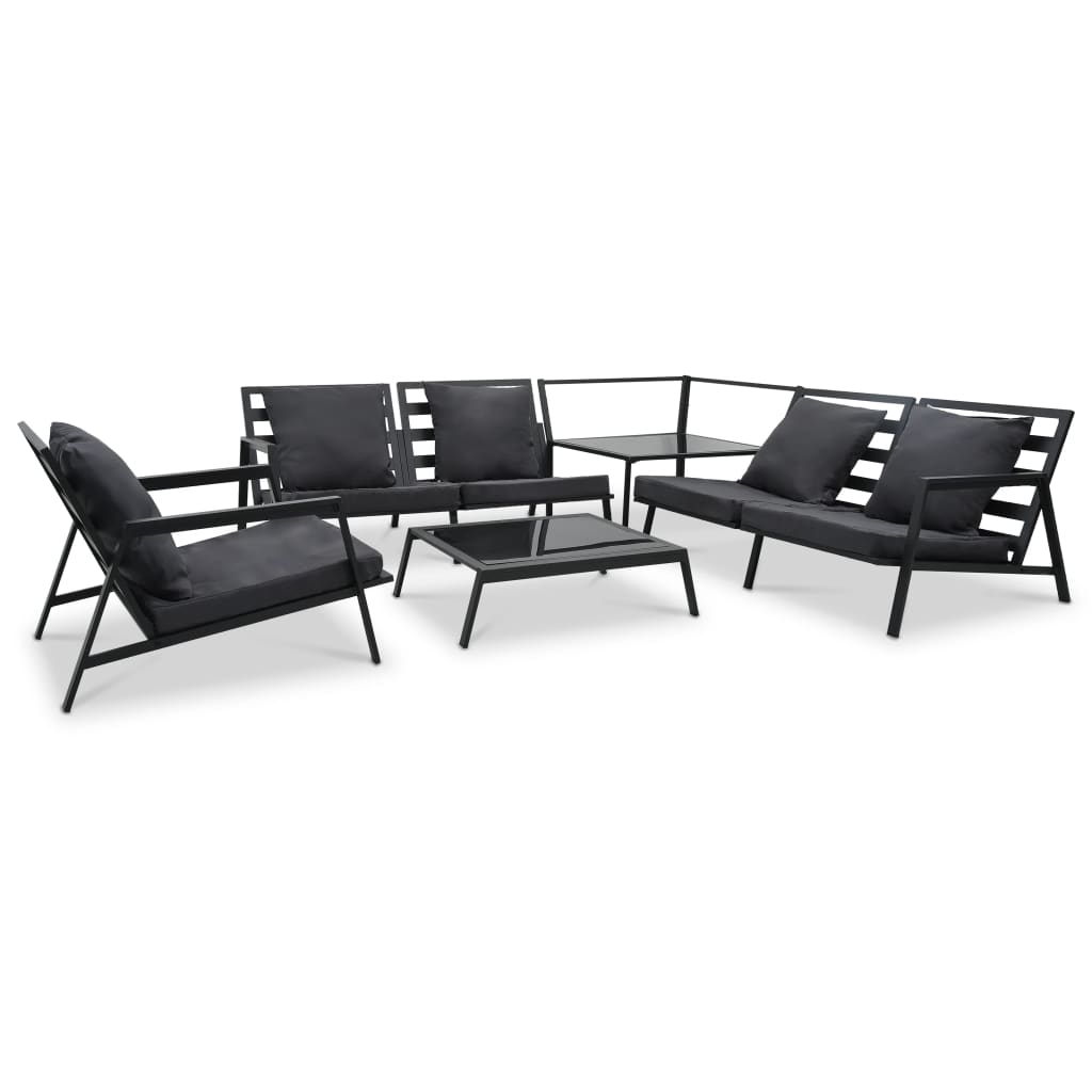 5 Piece Garden Lounge Set with Cushions Aluminium Dark Grey