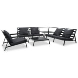 5 Piece Garden Lounge Set with Cushions Aluminium Dark Grey