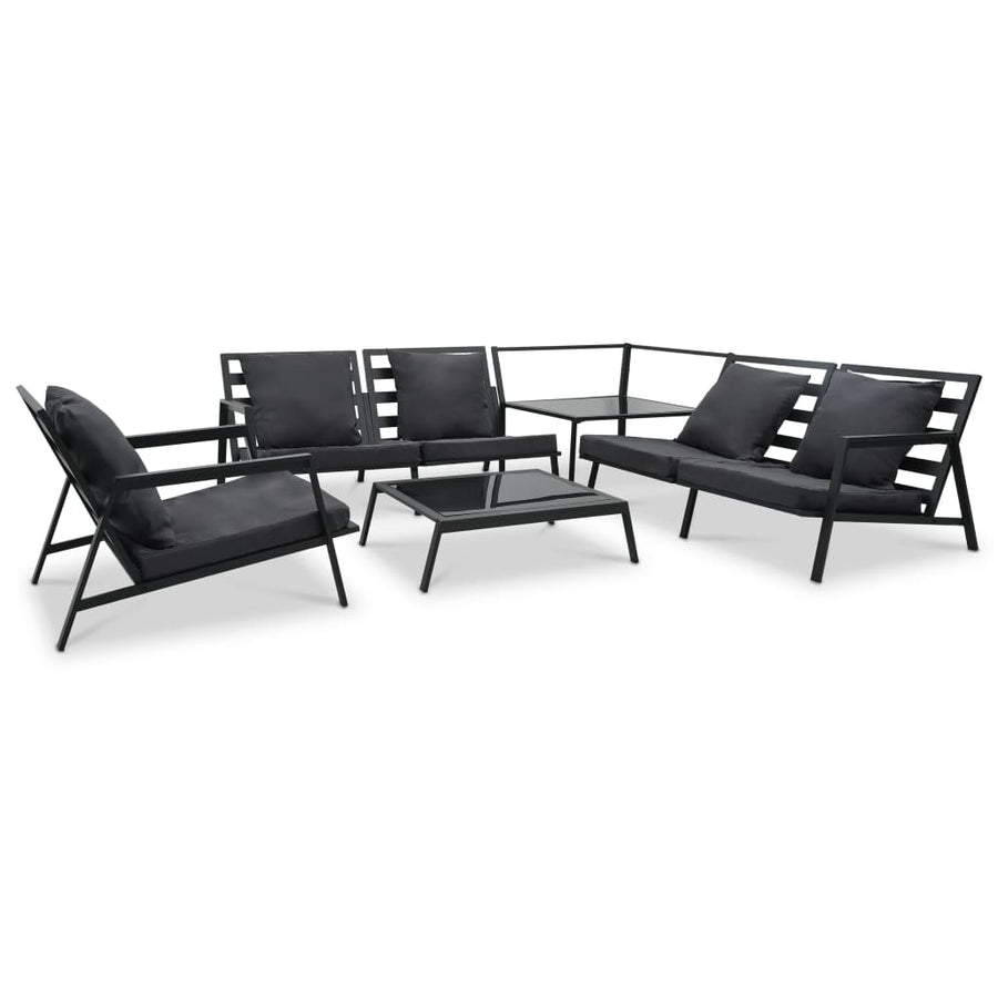 5 Piece Garden Lounge Set with Cushions Aluminium Dark Grey
