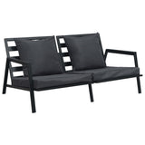 5 Piece Garden Lounge Set with Cushions Aluminium Dark Grey - Front View