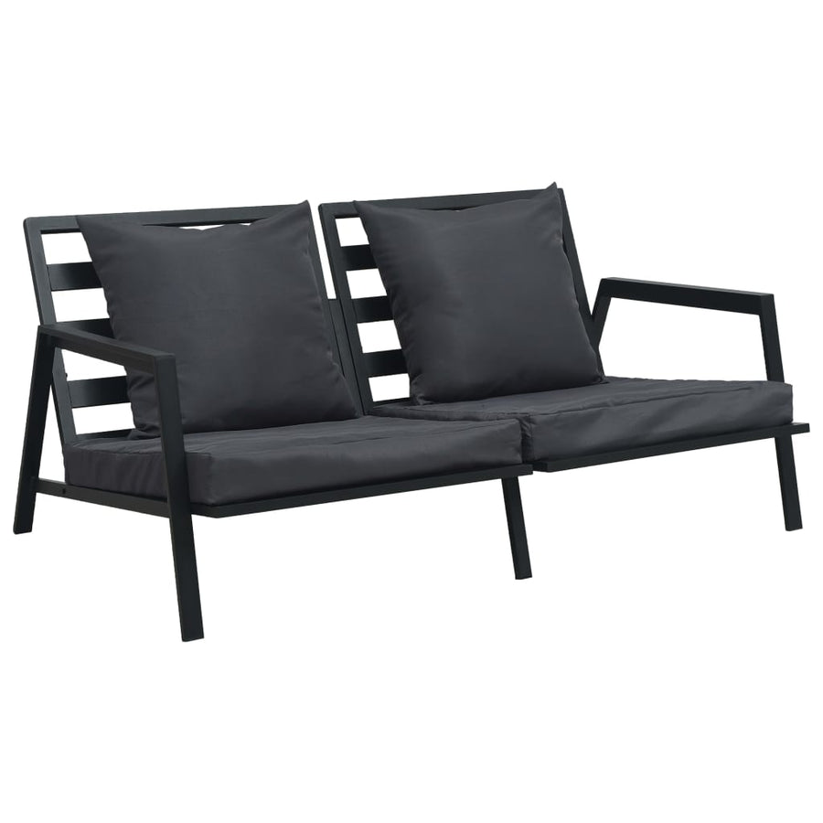 5 Piece Garden Lounge Set with Cushions Aluminium Dark Grey