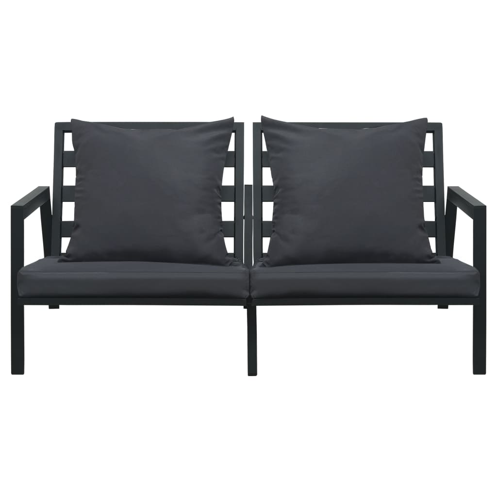 5 Piece Garden Lounge Set with Cushions Aluminium Dark Grey
