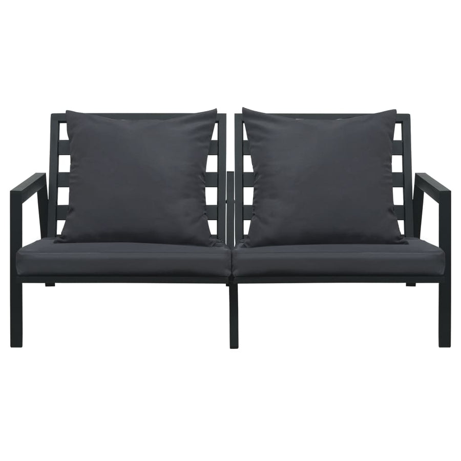 5 Piece Garden Lounge Set with Cushions Aluminium Dark Grey