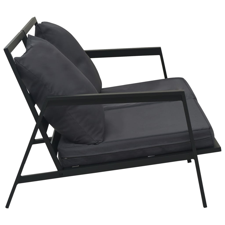 5 Piece Garden Lounge Set with Cushions Aluminium Dark Grey