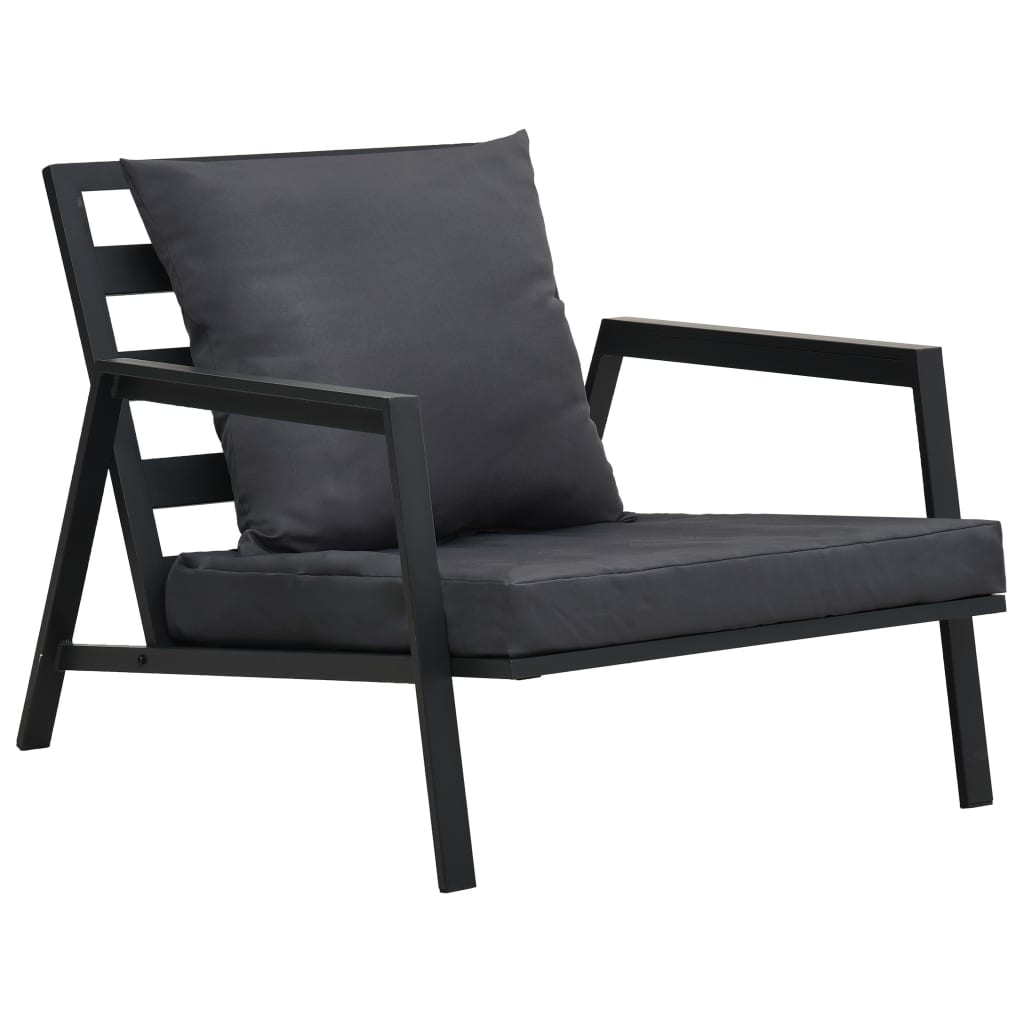 5 Piece Garden Lounge Set with Cushions Aluminium Dark Grey
