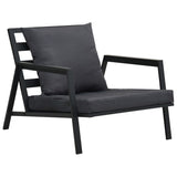 5 Piece Garden Lounge Set with Cushions Aluminium Dark Grey - Rear View
