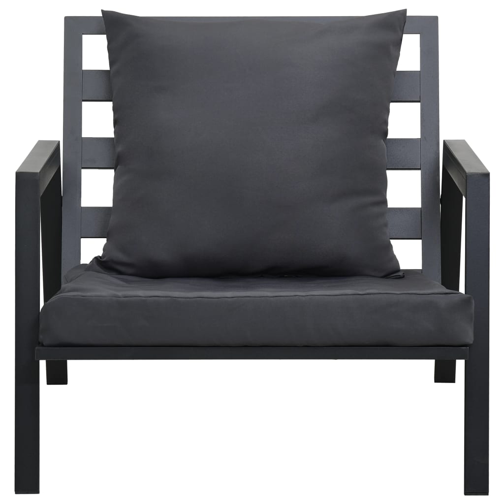 5 Piece Garden Lounge Set with Cushions Aluminium Dark Grey