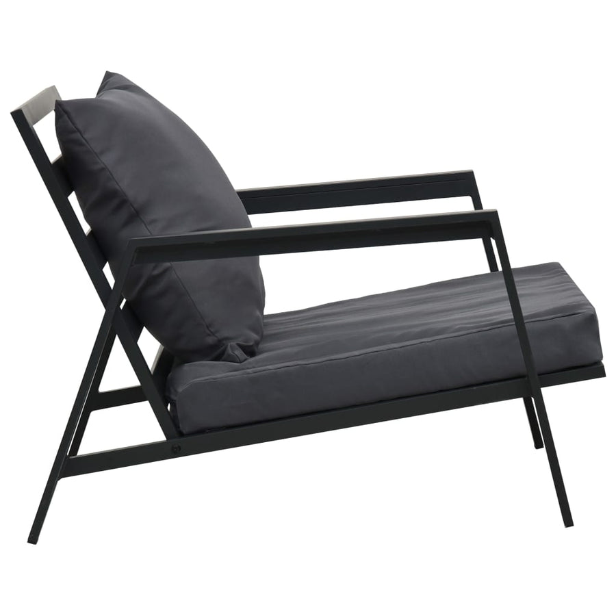 5 Piece Garden Lounge Set with Cushions Aluminium Dark Grey