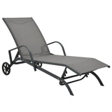 Sun Loungers 2 pcs with Table Textilene and Steel - Front View