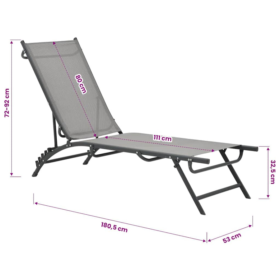 Sun Loungers 2 pcs Textilene and Steel