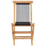 Folding Garden Chairs 2 pcs Solid Teak Wood and Rope - Side View