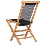 Folding Garden Chairs 2 pcs Solid Teak Wood and Rope - Top-Down View