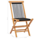 Folding Garden Chairs 2 pcs Solid Teak Wood and Rope - Rear View