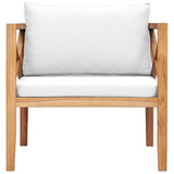 Garden Chair with Cream Cushions Solid Teak Wood - Front View