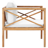 Garden Chair with Cream Cushions Solid Teak Wood - Side View
