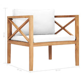 Garden Chair with Cream Cushions Solid Teak Wood - 45-Degree Angle