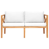 Garden Bench with Cream Cushions Solid Teak Wood