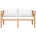 Garden Bench with Cream Cushions Solid Teak Wood