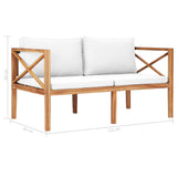 Garden Bench with Cream Cushions Solid Teak Wood - Rear View