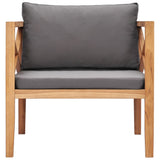 Garden Chair with Grey Cushions Solid Wood Teak - Front View