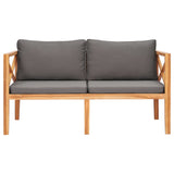 Garden Bench with Grey Cushions Solid Wood Teak