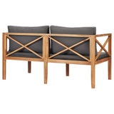 Garden Bench with Grey Cushions Solid Wood Teak - Top-Down View