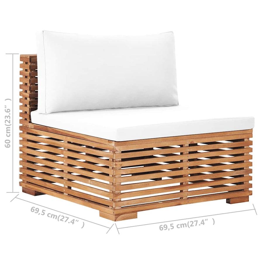 Garden Middle Sofa with Cream Cushion Solid Teak Wood