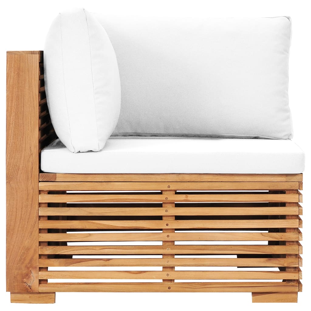 Garden Corner Sofa with Cream Cushion Solid Teak Wood