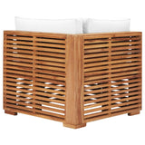 Garden Corner Sofa with Cream Cushion Solid Teak Wood - Top-Down View