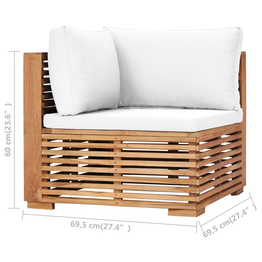 Garden Corner Sofa with Cream Cushion Solid Teak Wood
