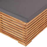 Garden Middle Sofa with Grey Cushion Solid Teak Wood - 45-Degree Angle