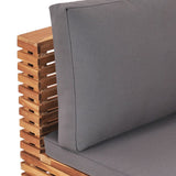 Garden Middle Sofa with Grey Cushion Solid Teak Wood - Rear View