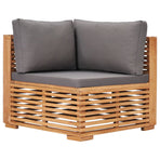 Garden Corner Sofa with Grey Cushion Solid Teak Wood