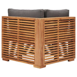 Garden Corner Sofa with Grey Cushion Solid Teak Wood