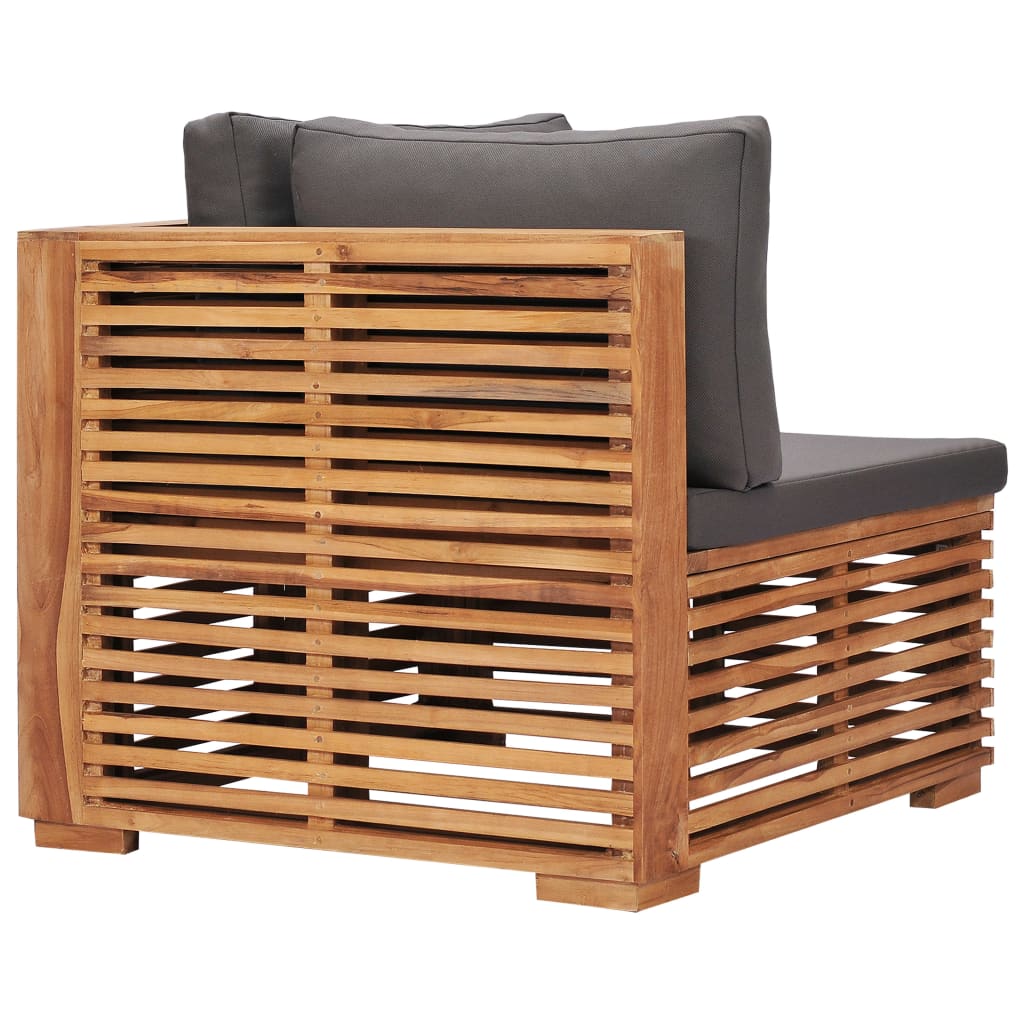 Garden Corner Sofa with Grey Cushion Solid Teak Wood