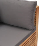 Garden Corner Sofa with Grey Cushion Solid Teak Wood - Rear View