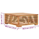 Garden Table 69.5x69.5x31 cm Solid Teak Wood - Rear View