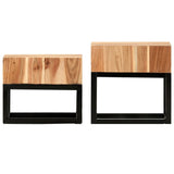 Side Tables 2 pcs Solid Acacia Wood - Front View