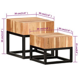 Side Tables 2 pcs Solid Acacia Wood - Close-Up Angle