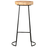 Bar Stools 2 pcs Solid Acacia Wood - Side View