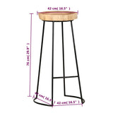 Bar Stools 2 pcs Solid Acacia Wood - Low Angle