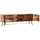 TV Cabinet 140x28x47 cm Solid Acacia Wood - Side View